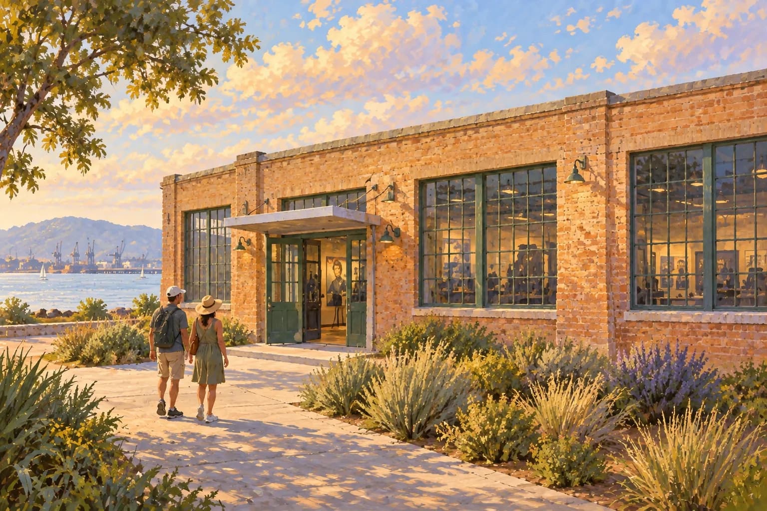 Illustration of the modest brick industrial building housing Richmond’s Rosie the Riveter visitor center